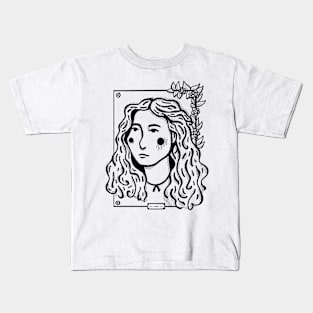 Curly Hair Girl Doodle Kids T-Shirt